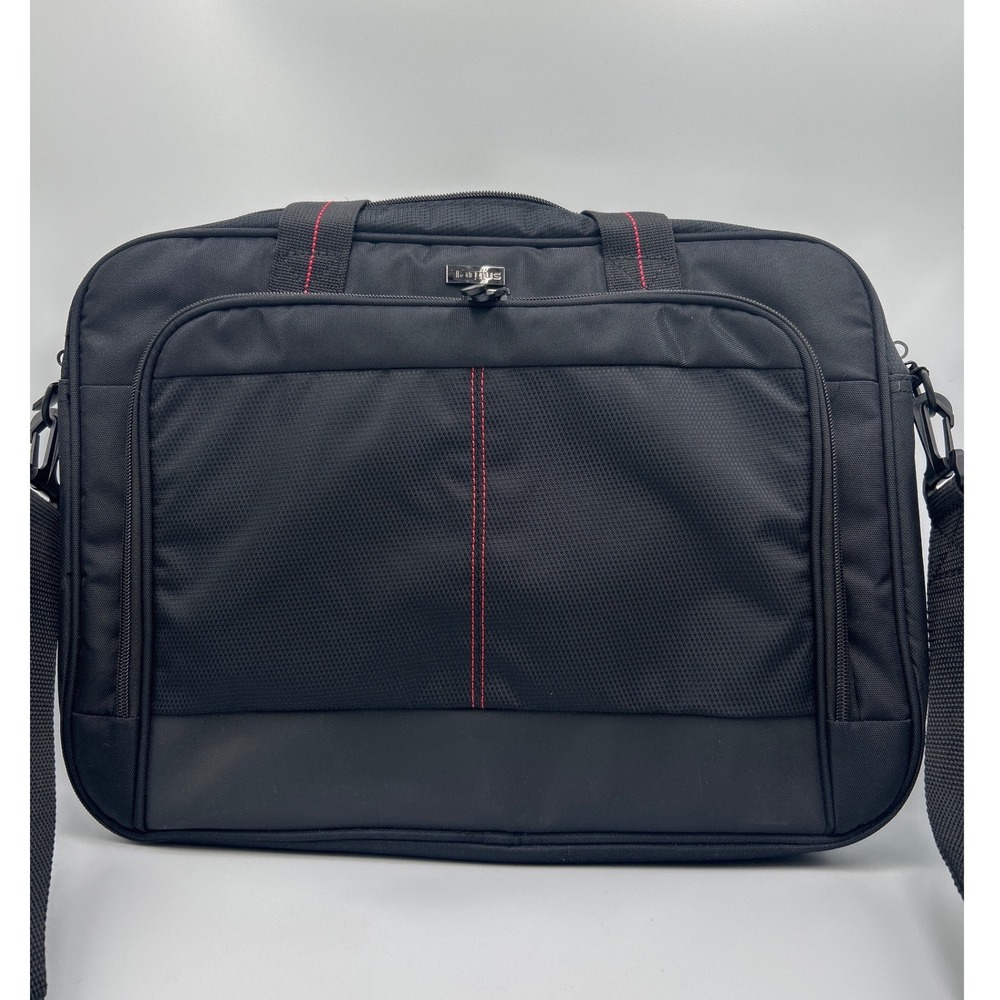 Targus Black Nylon Laptop Messenger Bag Red Stitching Briefcase Case TBT238US